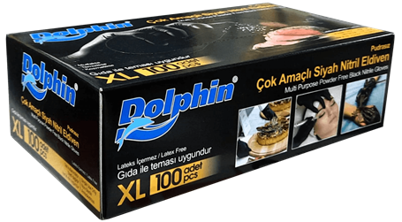 Dolphin Nitril Siyah Eldiven (XL) 100'lü 10 Adet
