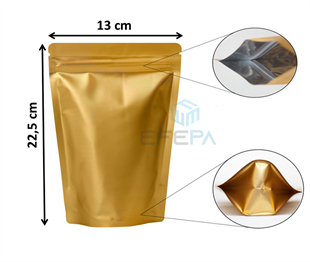 Gold Alüminyum Kilitli Doypack 13x22,5x7 50'li