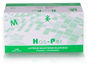 Has-Pet Latex Pudralı Muayene Eldiveni (M) 100lü