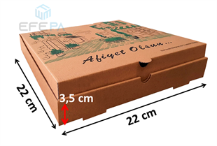 Karton Pizza Kutusu 22x22x3,5 cm 100'lü