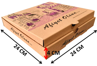 Karton Pizza Kutusu 24x24x4 cm 100'lü