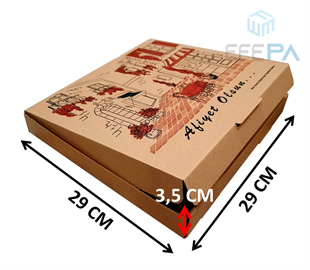 Karton Pizza Kutusu 29x29x3,5 cm 100'lü
