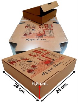 Tst Karton Pizza Kutusu 26x26x6,5 cm 100'lü