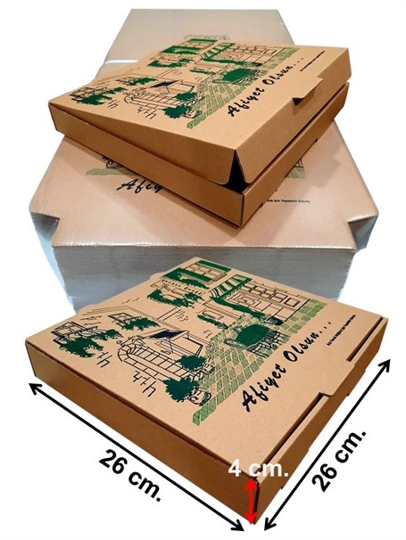 Tst Karton Pizza Kutusu 26x26x4 cm 100'lü